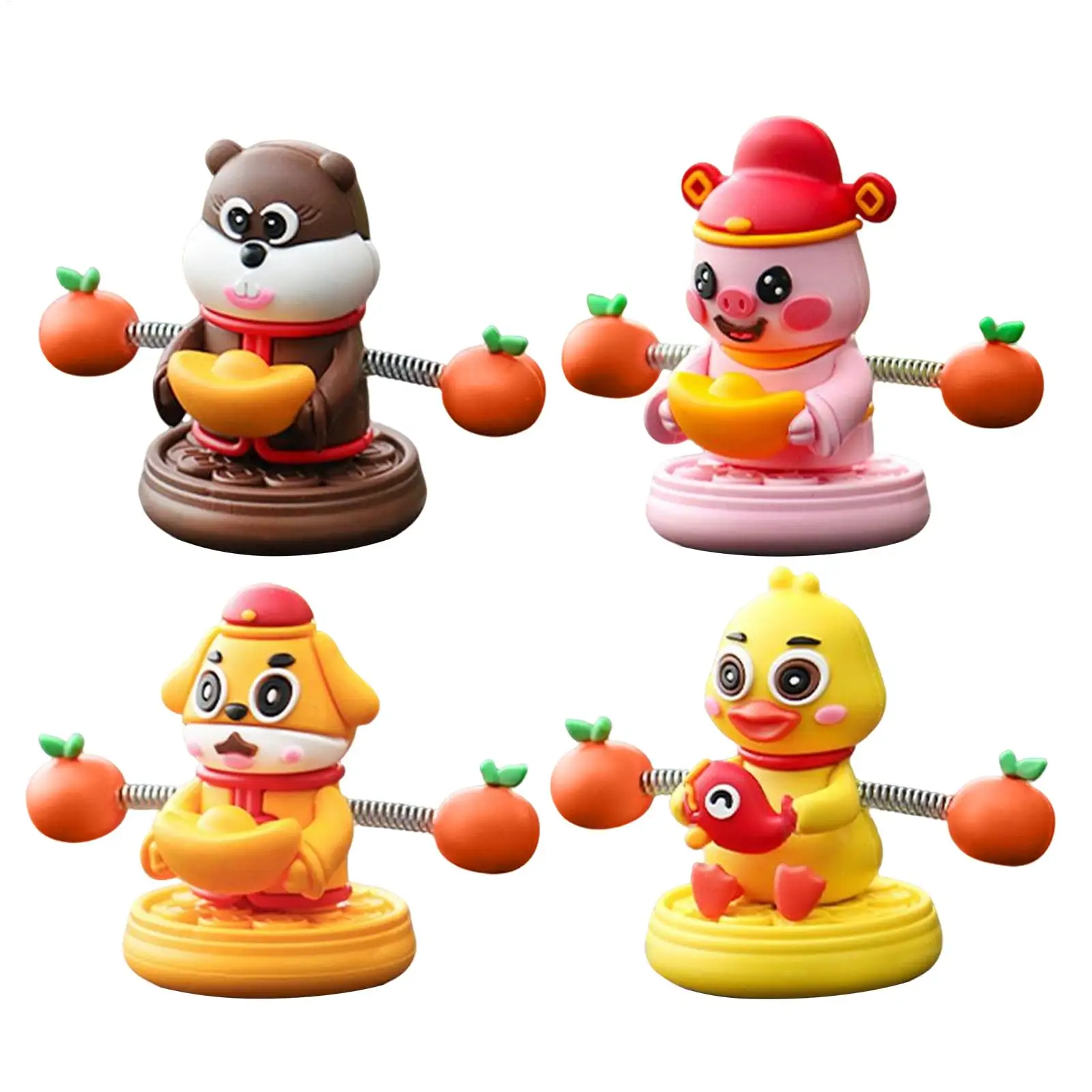 الربيع مزركشة رئيس الحيوان سيارة ديكور لطيف لوحة القيادة زخرفة مضحك تمايل تمثال لحسن الحظ، السيارات شاحنة SUV الداخلية