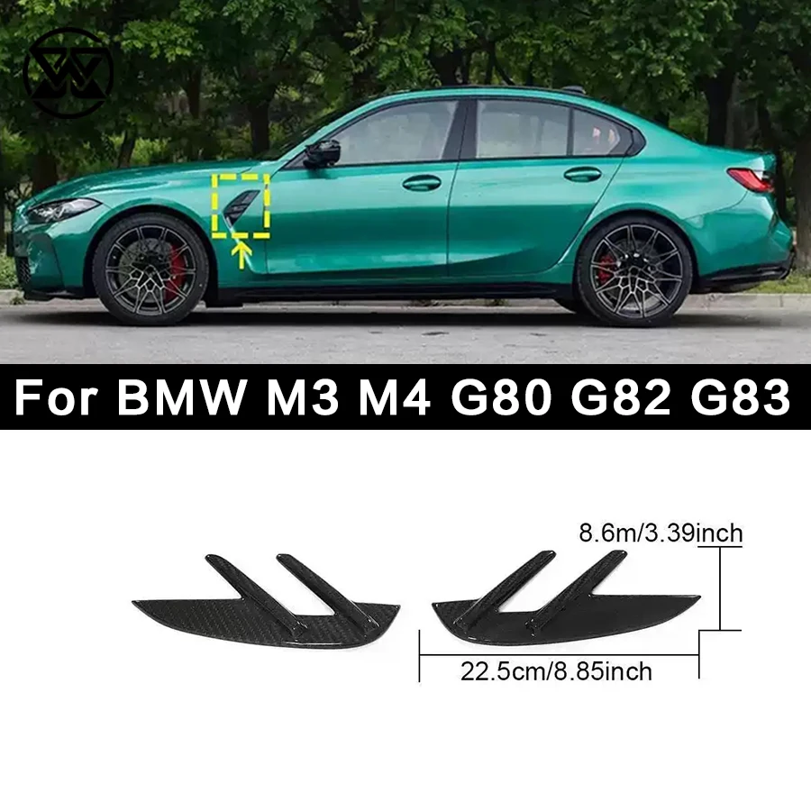 Front Side Fender Air Vent Trim For BMW G80 M3 G82 G83 M4 2021+ Dry Carbon Fiber Car Flow Outlet Duct Cover Intake Spoiler