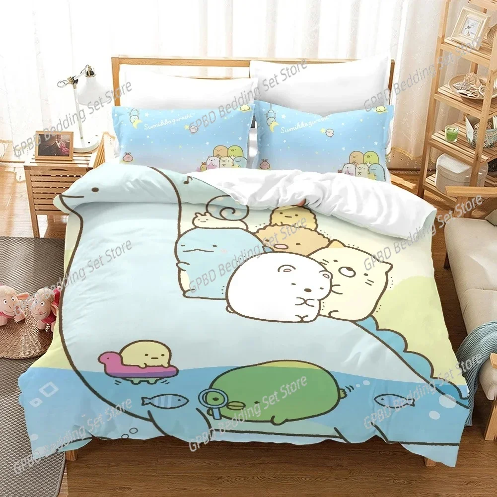 

3D Print Sumikko Gurashi Cartoon Bedding Set Double Twin King Duvet Cover Comforter Pillowcase Boys Girls Adults Bedroom