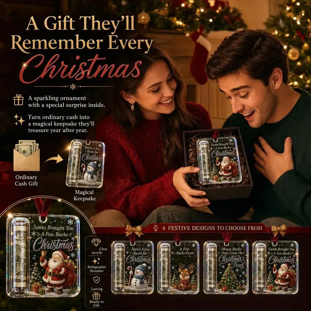Christmas Cute Acrylic Money Holder Christmas Ornament Decoration Santa Claus Snowman Christmas Tree Hanging Decorations