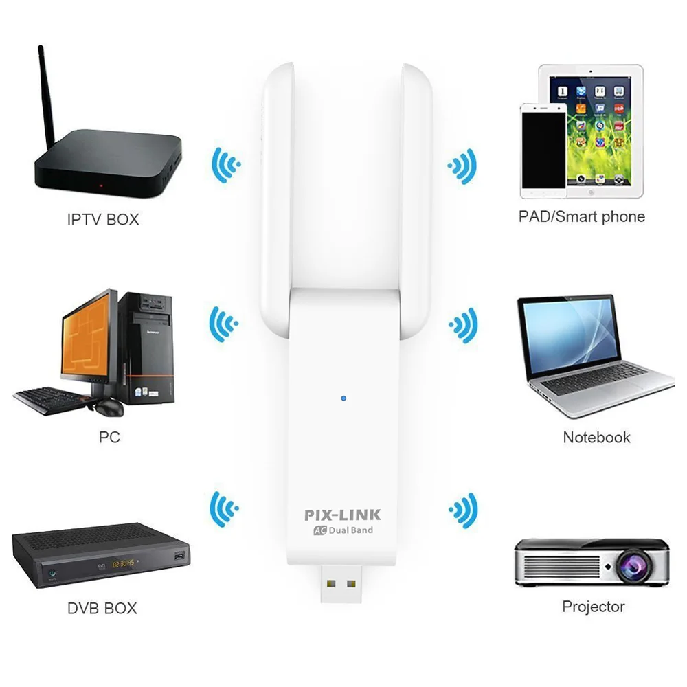 PIX-LINK 600M USB2.0 محول 5Ghz عالية السرعة المحمولة شبكة صغيرة استقبال لاسلكي PC USB واي فاي محول UAC03RD #5