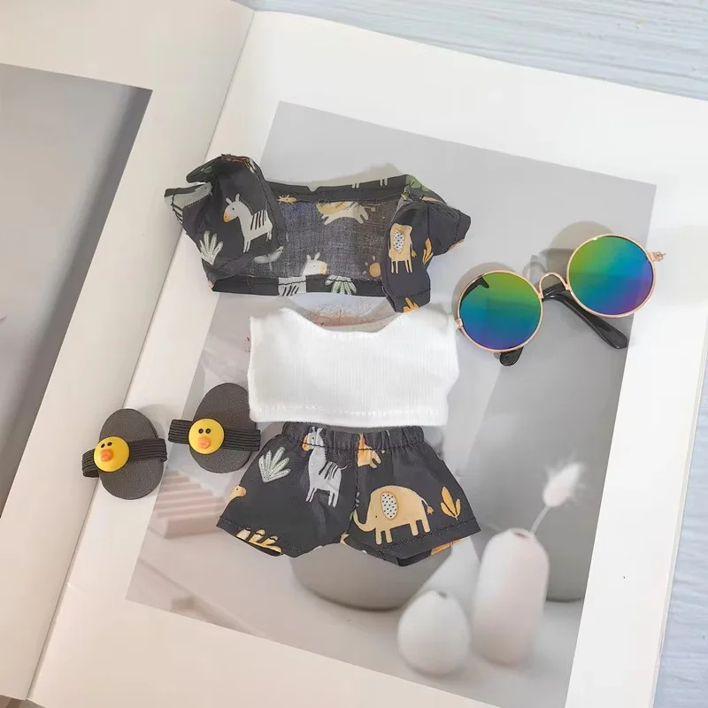 10-17cm Doll Outfit Summer Beach Attire Fashion Garment Sunglasses Included Shirt Trousers Eyewear Footwear Kit Decorative