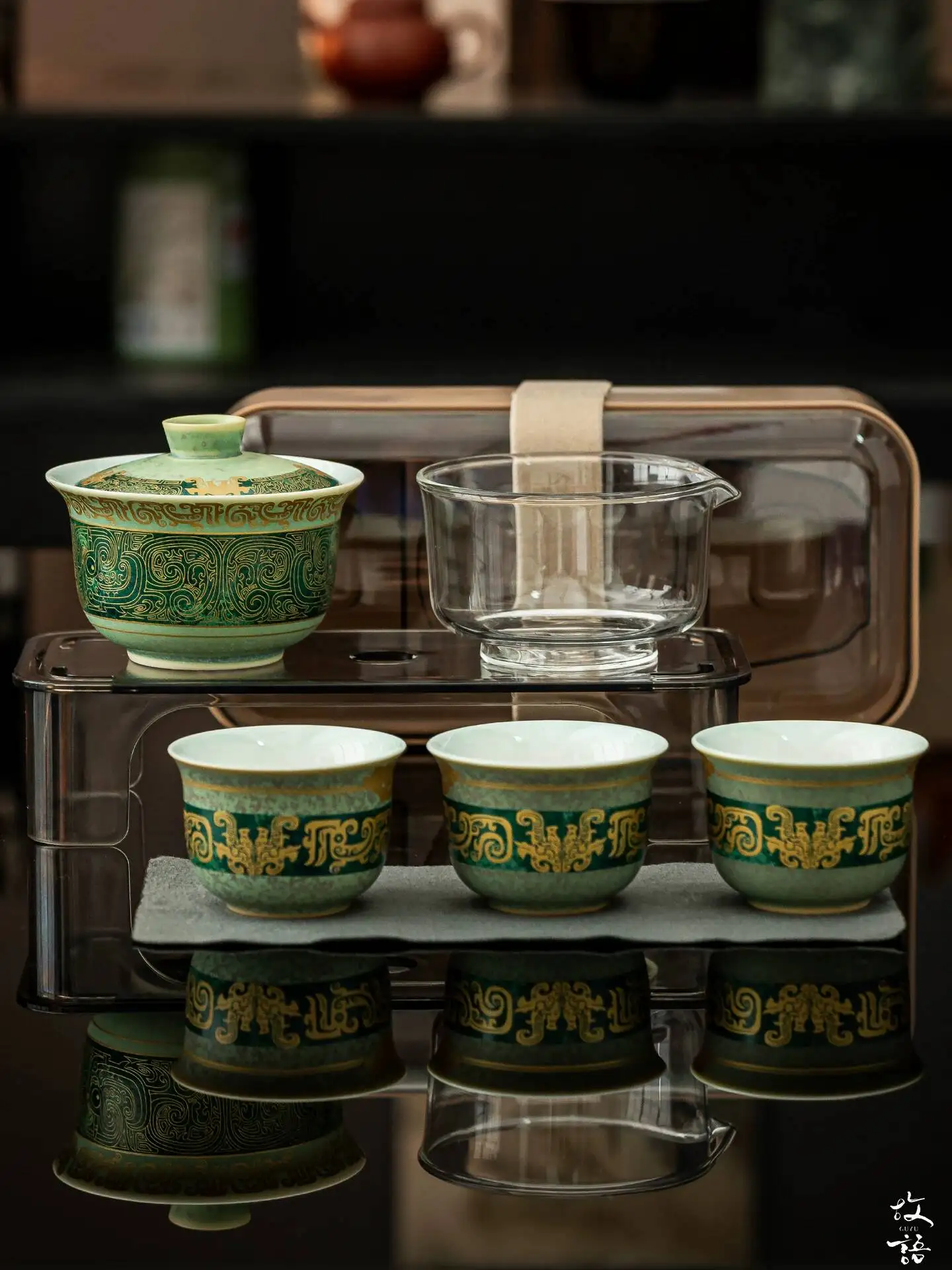 Ancient Yiwu Sanxingdui Cultural And Creative Cup Portable One Pot Three Cups Travel Business Ceramic Simple Tea Brewing Set