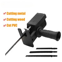 Portable Reciprocating Electric Saw Adapter Cordless Electric Drill Modified Tool Attachment with Saw Blades for Wood Metal Cut