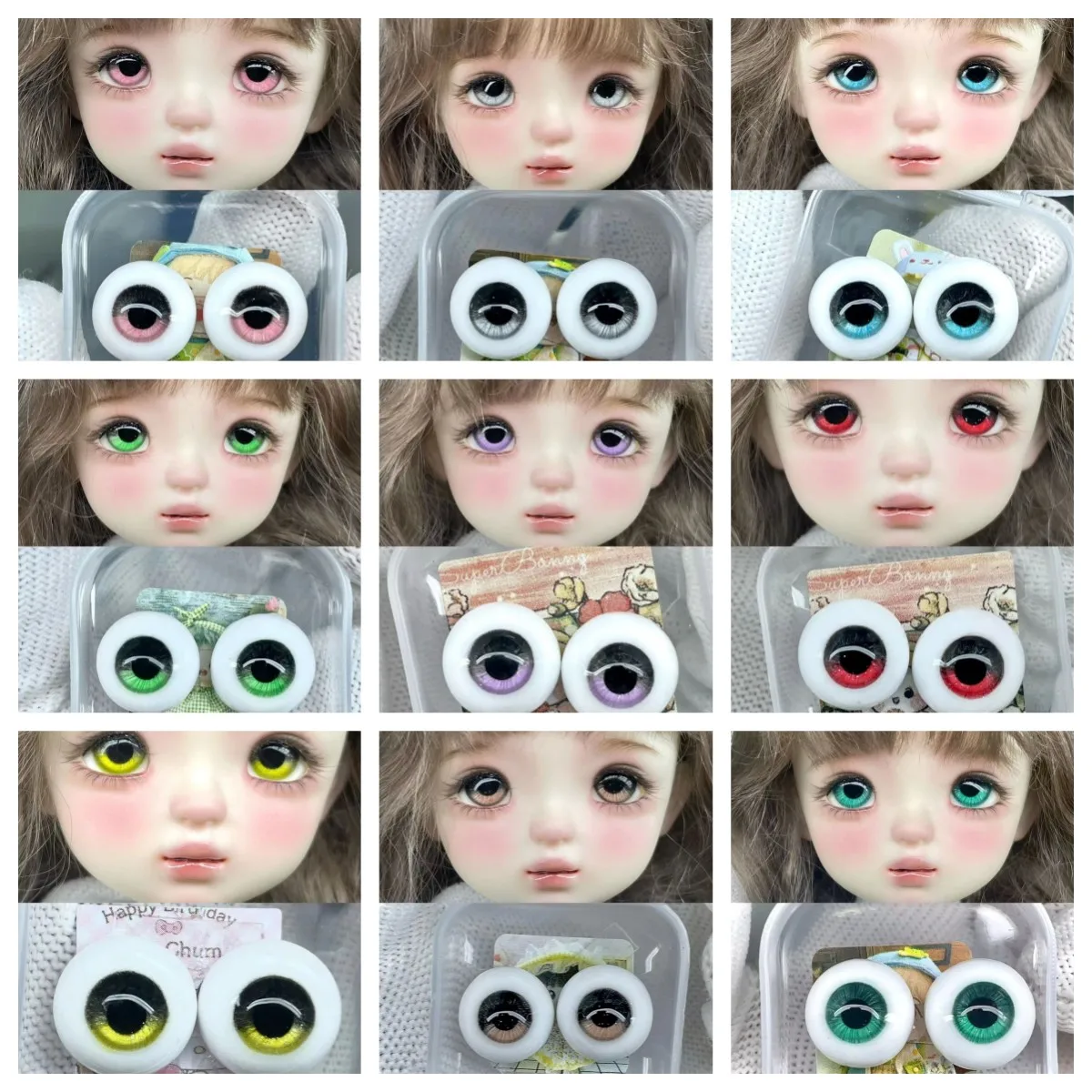 (Customized) 12/14/16/18mm Doll's Eyes for 1/3 1/4 1/6 Bjd Doll Multiple Colors Plaster Eyeball Toys Doll Accessories,no Doll