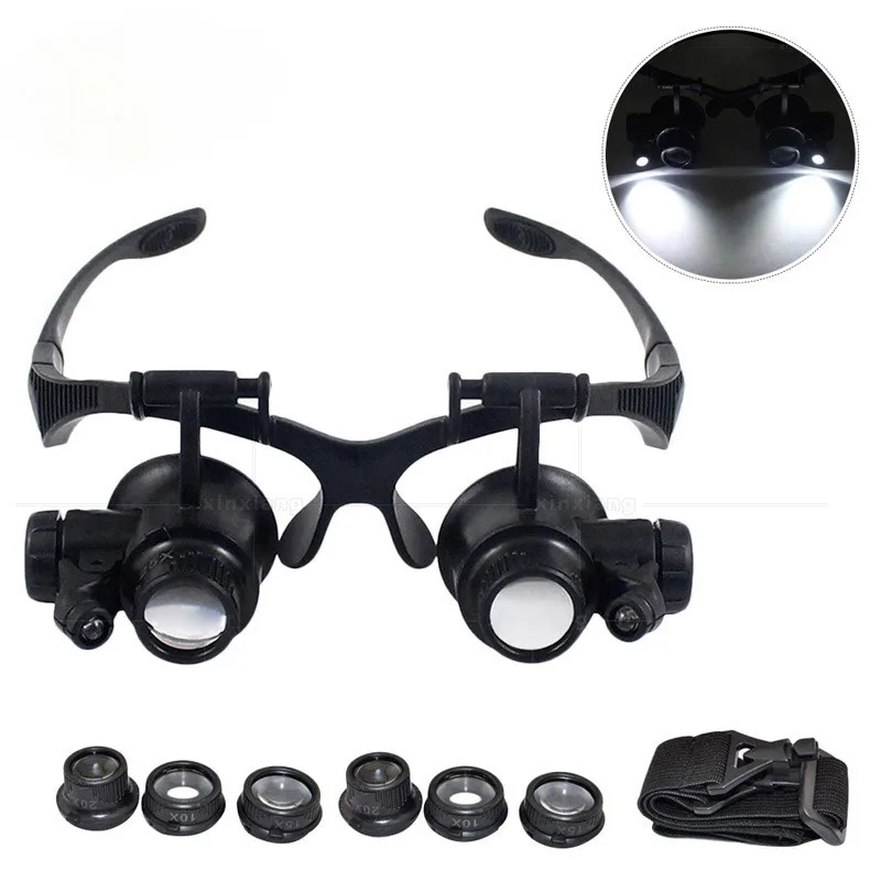 

2PCS 10X 15X 20X 25X Multi-Power Magnifier Loupe Magnifying Glasses with LED Lights Helping Hands Soldering Solder Clamp