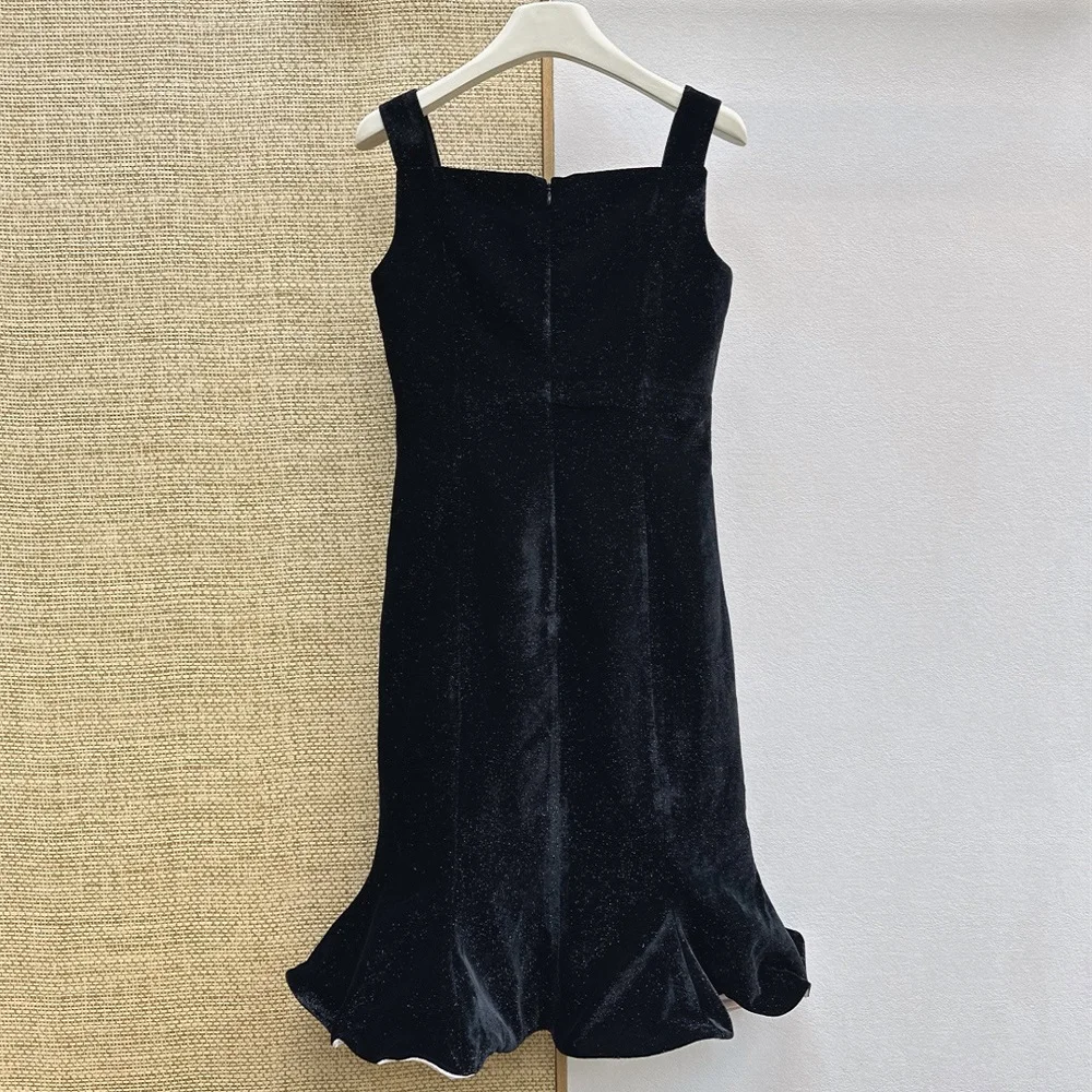 Summer 2026 Women’s Spaghetti-Strap Dress – Gold Velvet, Foil-Print, Corset-Style, Sexy, Y2K-Inspired, Fashionable Party Dress