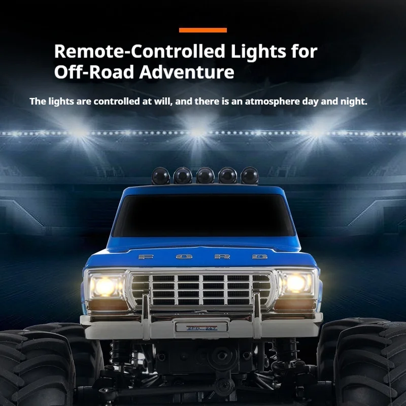 New FMS 1/24 FCX24 Simulation Ford F100 V3 Magnetic Suction Remote Control Bigfoot Off-road climbing Pickup RC Model With Lights
