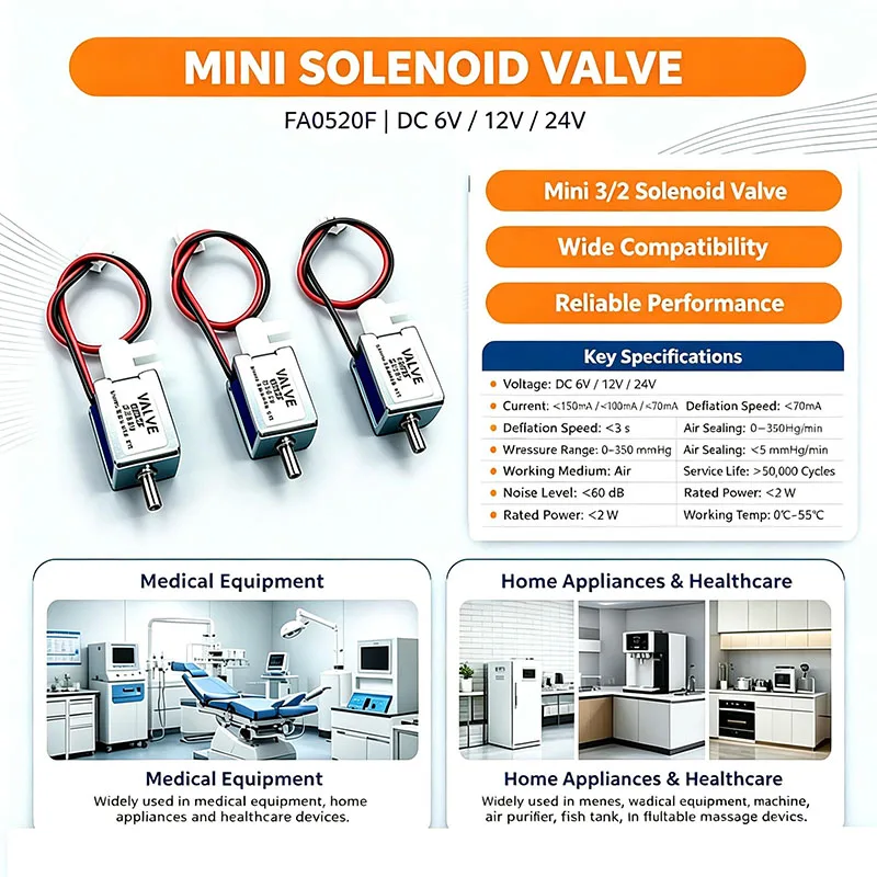 Mini Electric Solenoid Valve 24V DC 2-Position 3-Way Micro Air Gas Flow Control Discouraged Exhaust for Home Automation