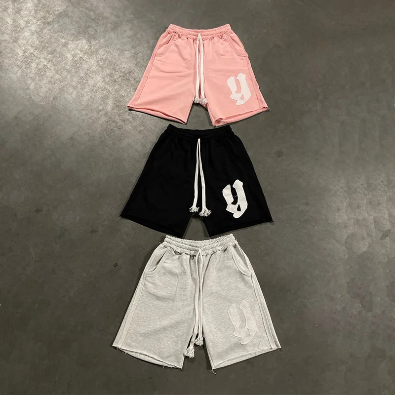 

Y2K Europe America Letter Patchwork Loose Street Gothic Drawstring Straight Shorts Summer Harajuku Straight Creative Sweatpants