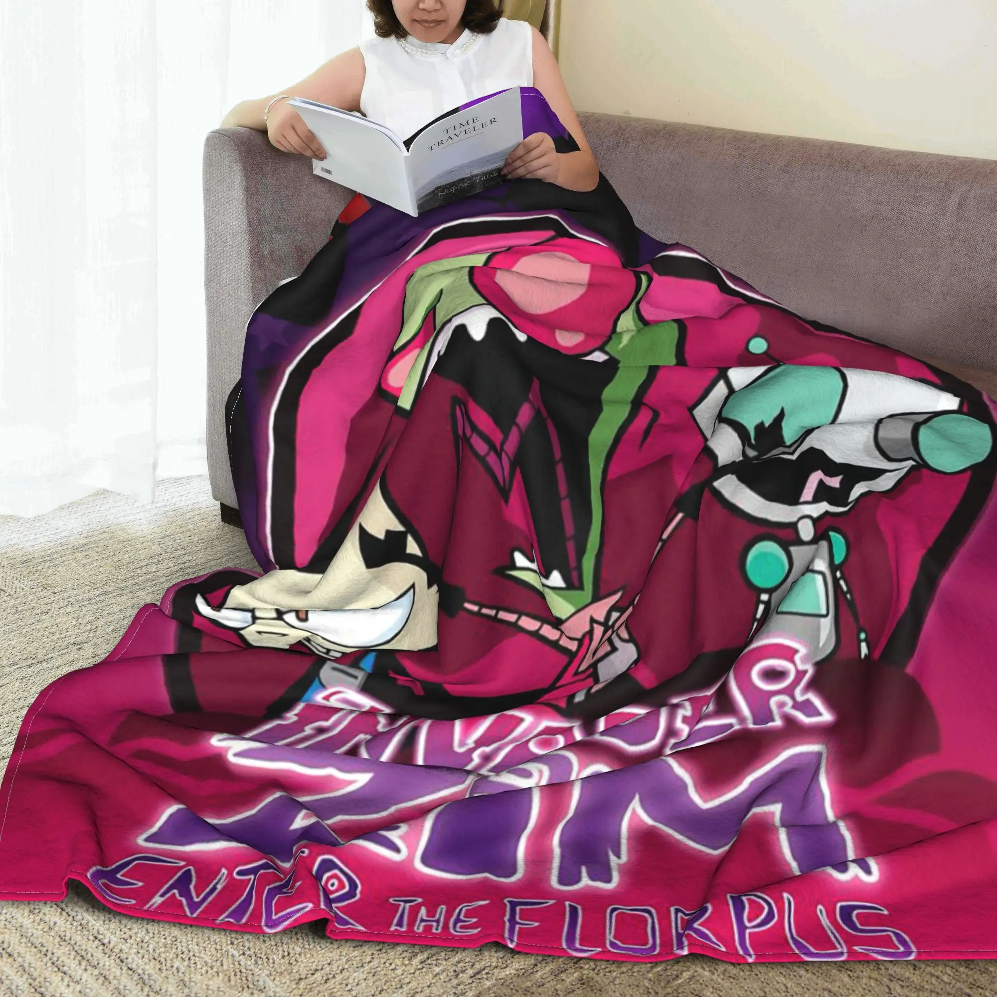 Invader Zim Gir Blankets Warm Flannel Sofa Throw Blanket for Home Bedroom Outdoor Throws Bedspread Quilt