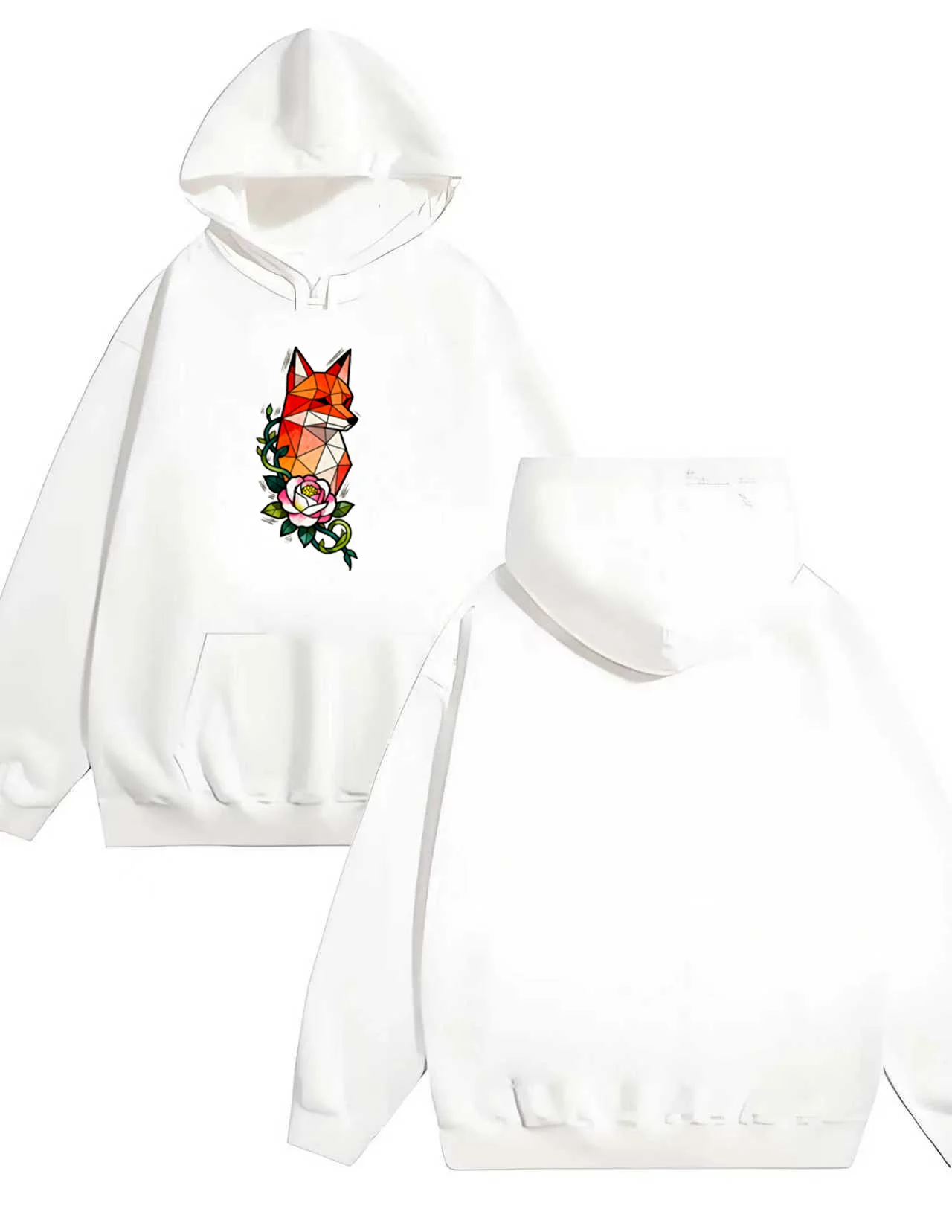 

Новая мужская и женская модная свободная толстовка с капюшоном объемом 330 г. с модным цветочным принтом лисы.