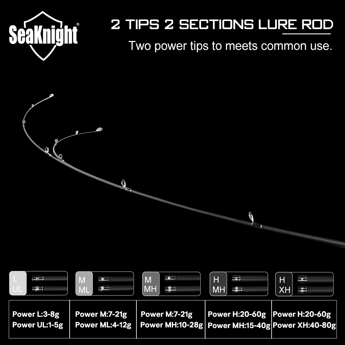 Imagem -05 - Seaknight Marca Falcan ii Falconii Série Alta Fiação de Carbono Haste de Fundição Hastes de Pesca 1.98 2.1 2.4m ul l ml m mh h xh 180g