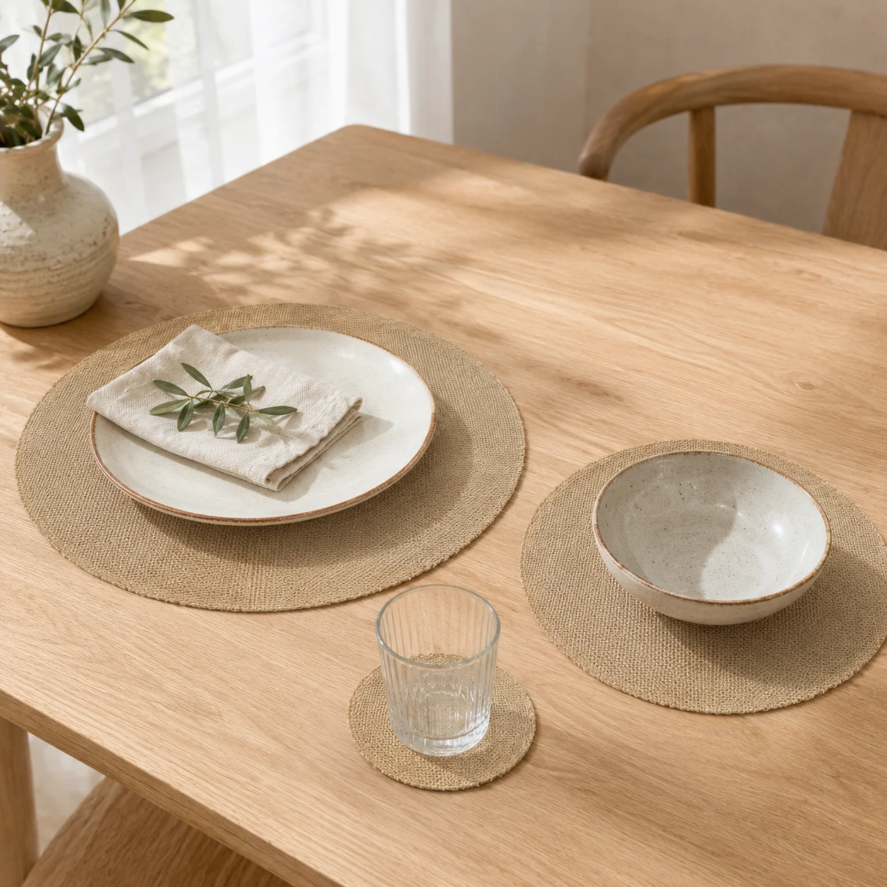 20/30/40pcs Round Jute Placemats, Coasters, Indoor Dinners, Backyard Parties, Barbecues and Holiday Parties