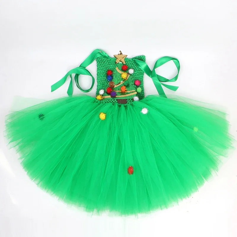 Robes de princesse de Noël vertes pour filles Costumes d'arbre de Noël Enfants Nouvel An Festival Cadeau Tenue Enfants Carnaval Fête Clo @ 0Z *