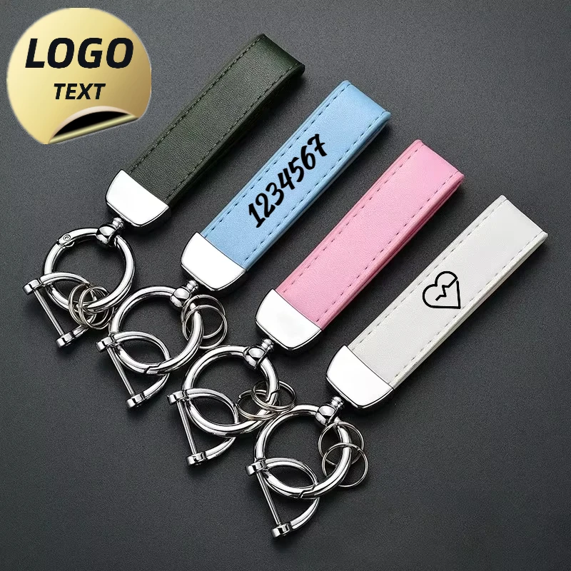 

Laser Engrave Car Keyring Blank Custom LOGO Keychain Hotel Leather Company Gift Personalized Key Chains Holder for Men and Women