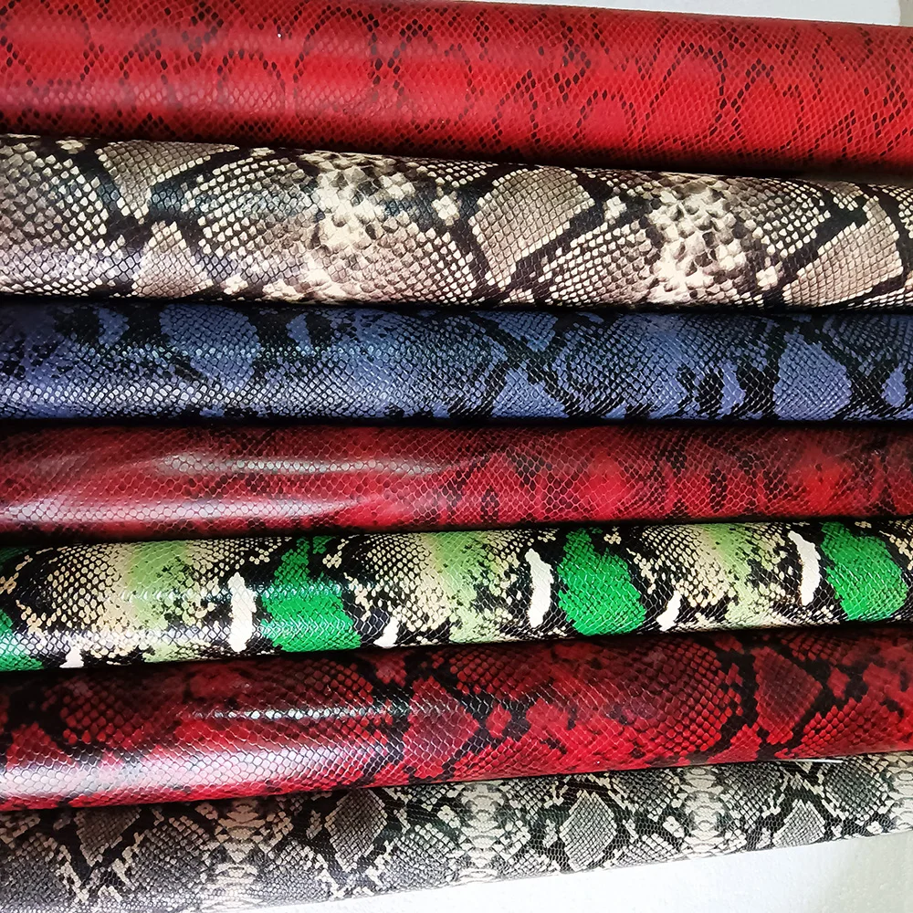 Embossed Python Head Leather, Cowhide Embossed Leather,Handmade DIY Leather Fabric, Various Colors, Used for Making Belt and Bag