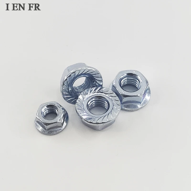 1-20 pezzi M3 M4 M5 M6 M8 M10 M12 M14 M16 zinco placcato testa esagonale seghettata antiscivolo Spinlock flangia dado di bloccaggio DIN6923