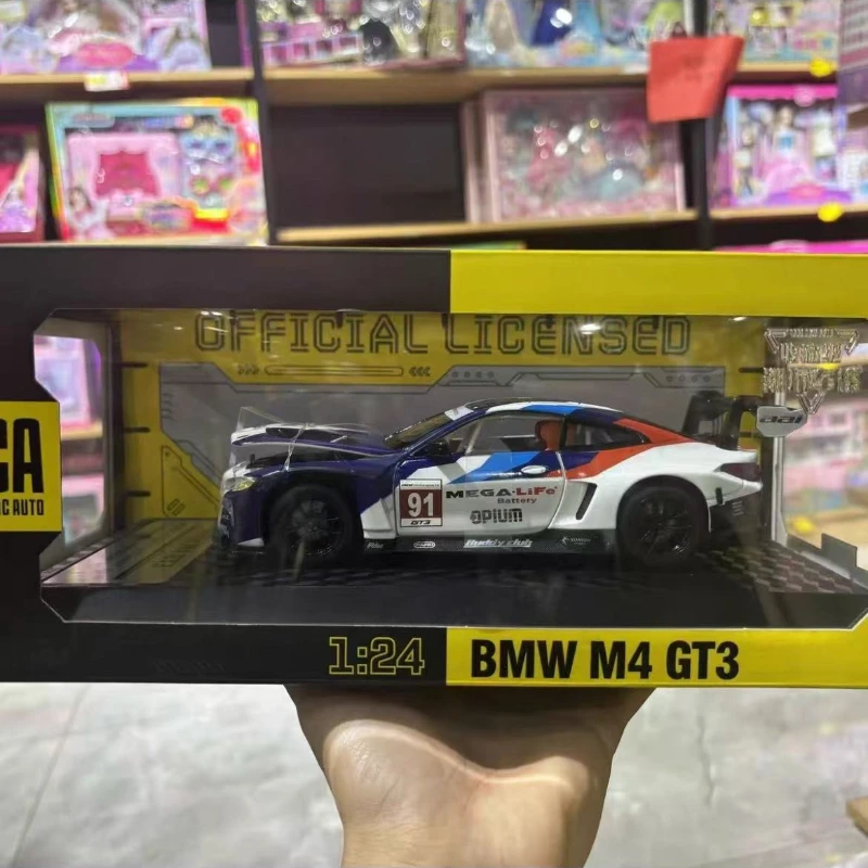 1:24 bmw m6 gt3 m4 bmw csl z4 liga fundida modelo de carro de brinquedo som e luz puxar para trás brinquedo das crianças colecionáveis presente aniversário