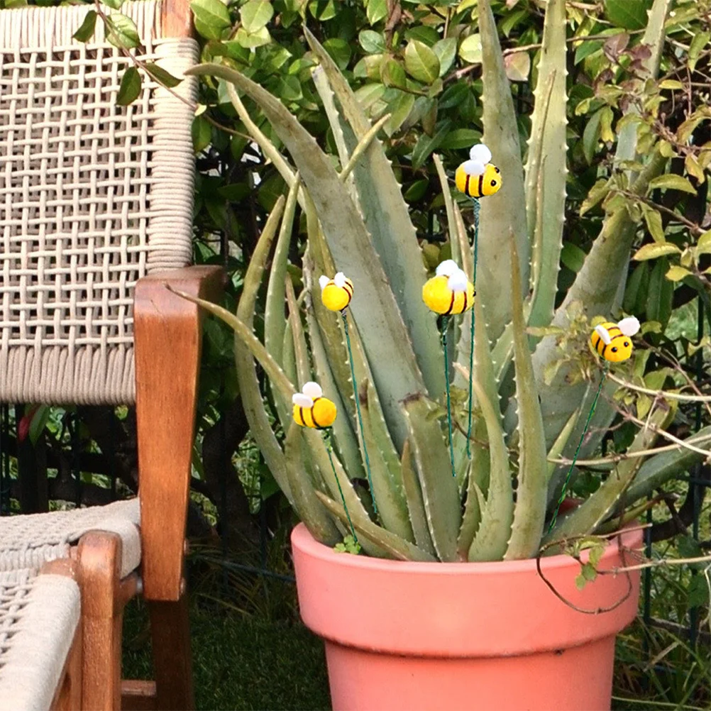 

5Pcs Green Plant Decoration with Stick Garden Stake Outdoor Decor for Yard Lawn Flower Bed Spring Decorations