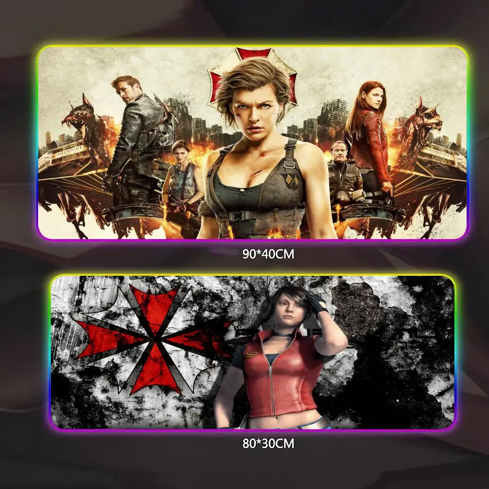 

Hot Movies Residents Evils Mouse Pad Gamer Luminescence Led Mouse Pad Gaming Table Rgb Deskmat Keyboard Pc Mousepad