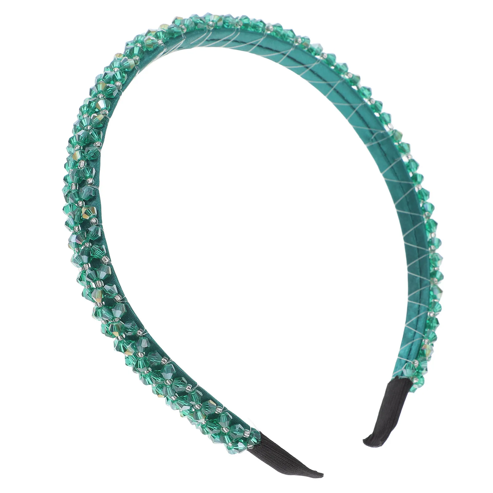 

1 шт. зеленая повязка на голову с кристаллами, имитация бисерной отделки, элегантный модный аксессуар для волос для женщин, для особых случаев, вечеринок, в подарок