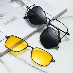 New Design 3 In 1 Magnetic Clip On Glasses High Quality Polarized Sunglasses Men Women Anti-Glare Eyewear gafas de sol