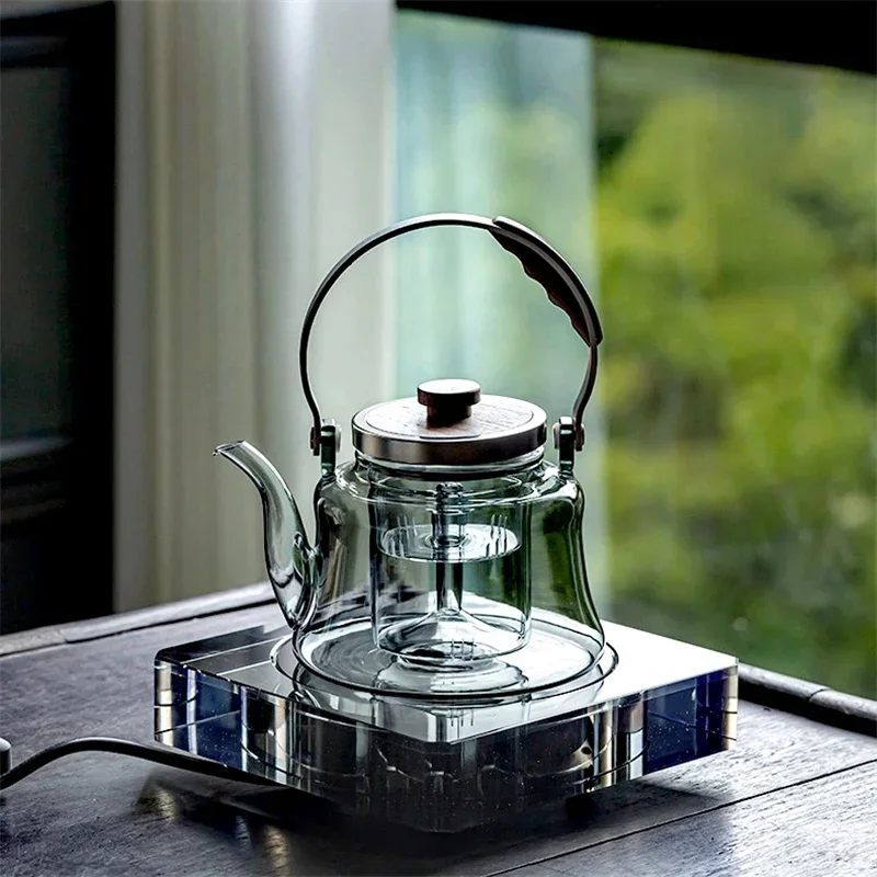 1000ml Steaming and Boiling Dual-use Heat Resistant Glass Teapot Scald Proof Lifting Beam Brewing Tea Pot Tea Utensil