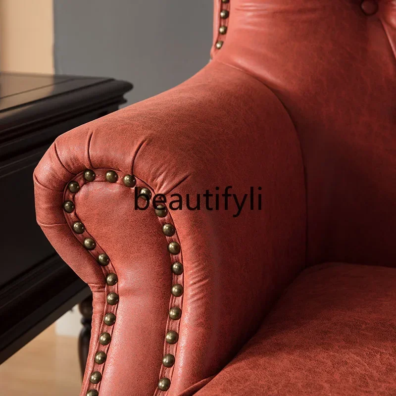 كرسي ترفيه فردي بأزرار من القماش على الطراز الأمريكي مع مجموعة مسند للقدمين #4