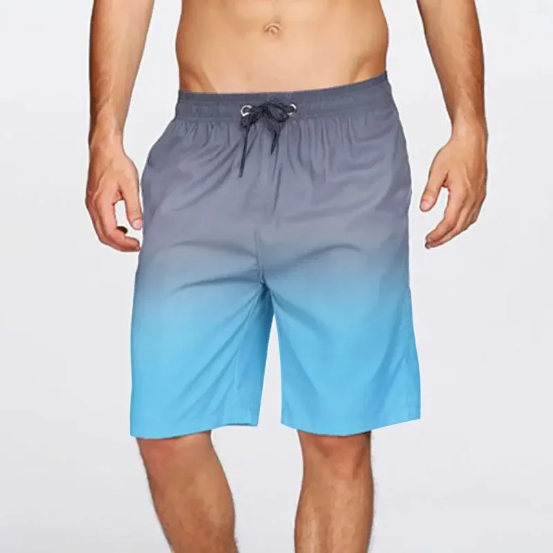 

Fashion Gradient Pattern Swim Trunks For Men Colorful 3D Printed Beach Shorts Summer Fashion Hawaii Holiday Surfing Board Shorts