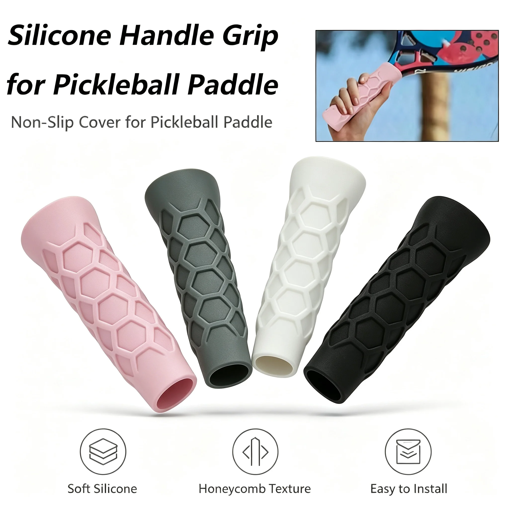 New-Silicone Undergrip Handle Pickleball Paddle Grip Cover Padel Accessories Non-Slip Reusable Pickleball Racket Overgrip