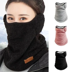 Máscara cálida de Invierno para mujer, protección de cuello gruesa de felpa, cubierta facial ajustable, deporte al aire libre, ciclismo, bufanda a prueba de viento, máscaras de esquí