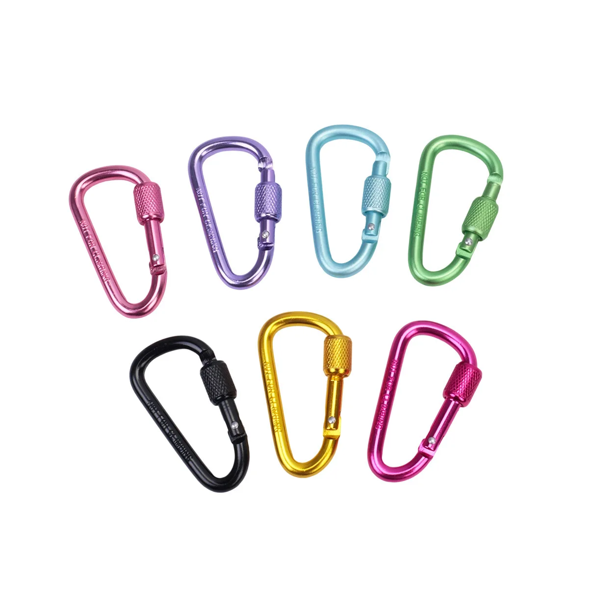 

6-Pack of Outdoor Aluminum Alloy Carabiners in Random Colors, Quick-Release Type 6 with Lock, Keychain, Backpack Clip, D-Shaped Clip with Lock, Wind Rope Clip
