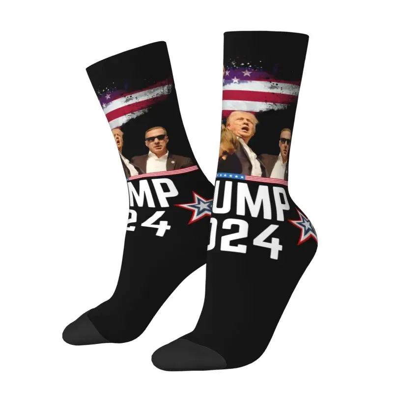 Custom Trump Will Be Back Men's Crew Socks Unisex Kawaii 3D Print American USA Dress Socks