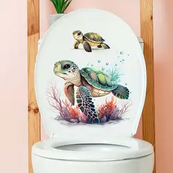 Sea Turtle Wall Sticker Toilet Lid Decal Waterproof WC Door Sticker Artistic Decoration For Living Room Removable Decal S125
