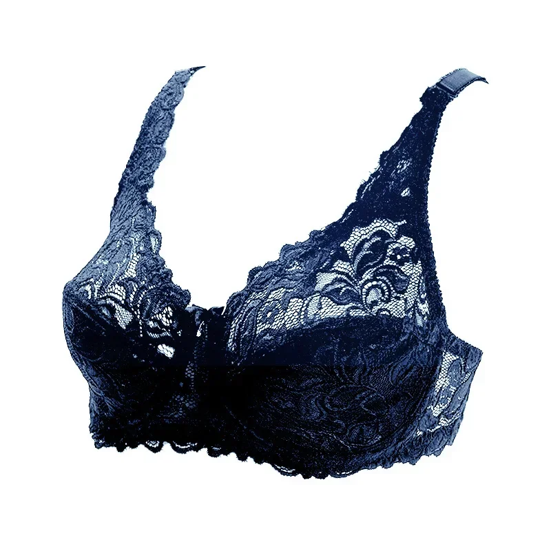 Lace Sheer Ladies DE Big Bra Cup Ultra Thin Sexy Breathable Lingerie with Underwire Embroidery Floral Bra Plus Size Bra