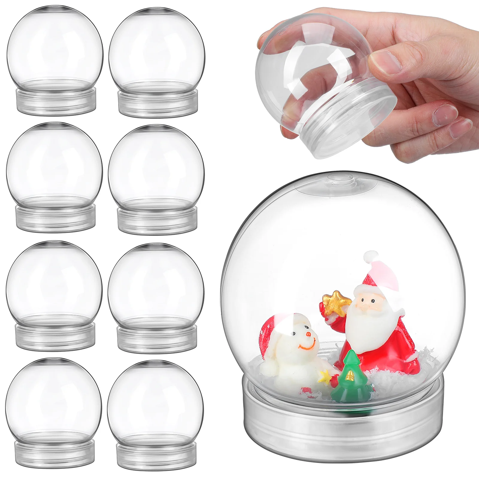 

10Pcs Clear Plastic Water Globe 2.75x2.36in Empty Mini Snow Globe DIY Craft Kit for Personalized Decorations Festival Gift