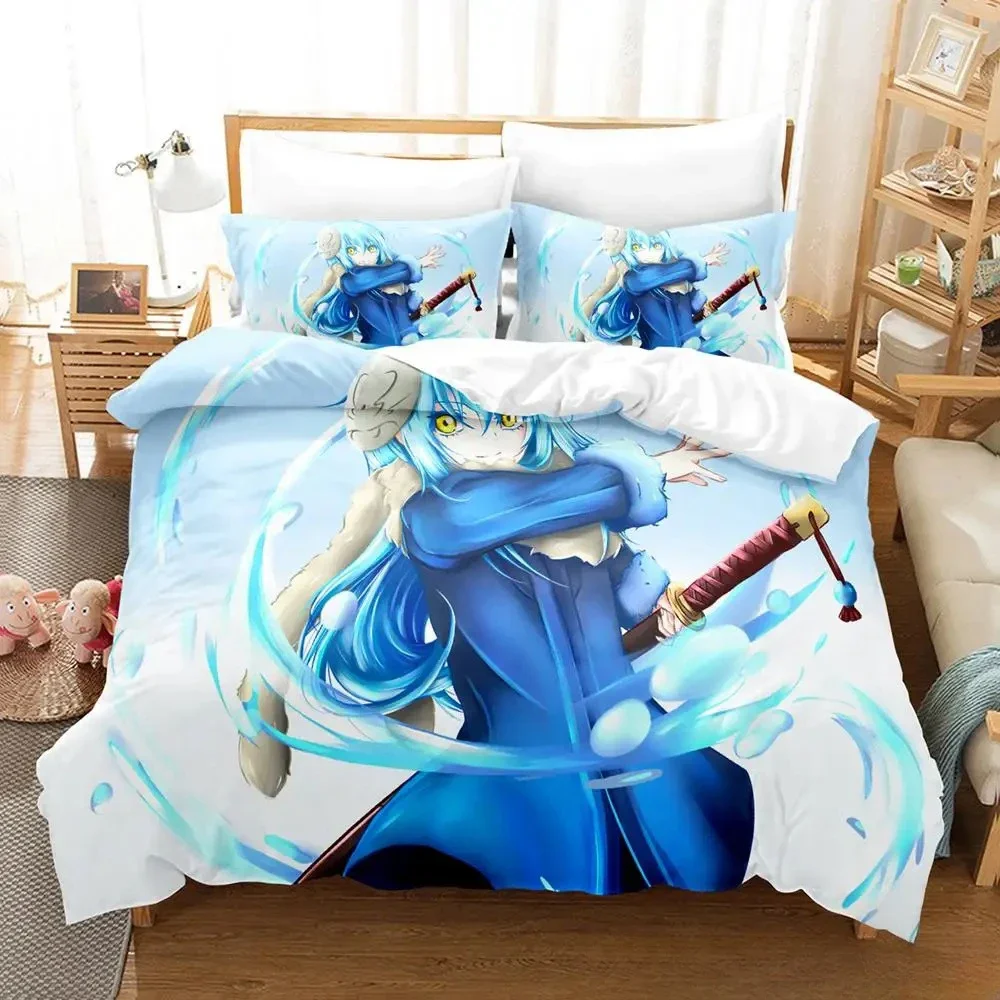 Kawaii Rimuru Tempest Bedding Set Single Twin Full Queen King Size Bed Set Adult Kid Bedroom Duvet cover Sets 3D Print Anime