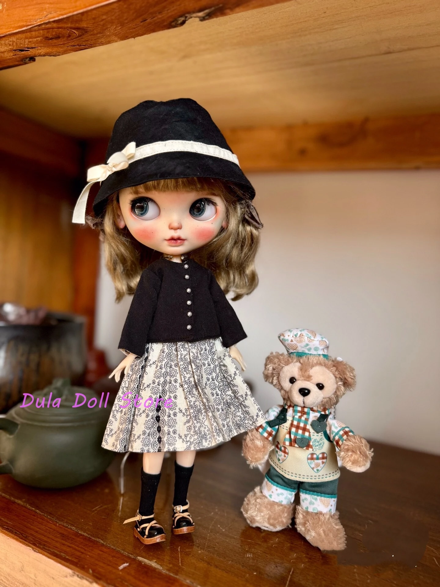 Dula Doll Clothes Dress Retro Black and white lattice skirt Blythe Qbaby ob24 ob22 Azone Licca ICY