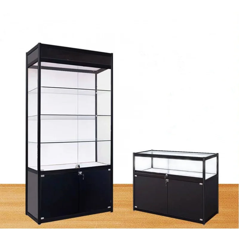 custom，360 Degree Full Shop Vitrin Glass Cabinet Retail Store Display Showcase With Inside Led Light Glass Display Cabine