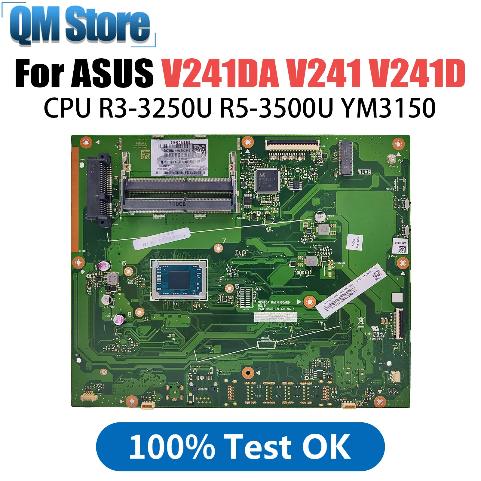 

V241DA Motherboard For Asus V241DA V241 V241D Mainboard with R3-3250U/R5-3500U CPU 100% Tested OK