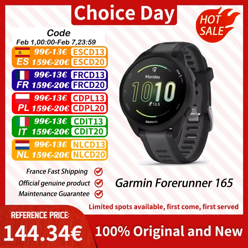 GARMIN Forerunner 165 capteur de bœuf à impulsion suivi du stress dynamique de course à pied au poignet entraînement croisé de la fréquence cardiaque à base de poignet