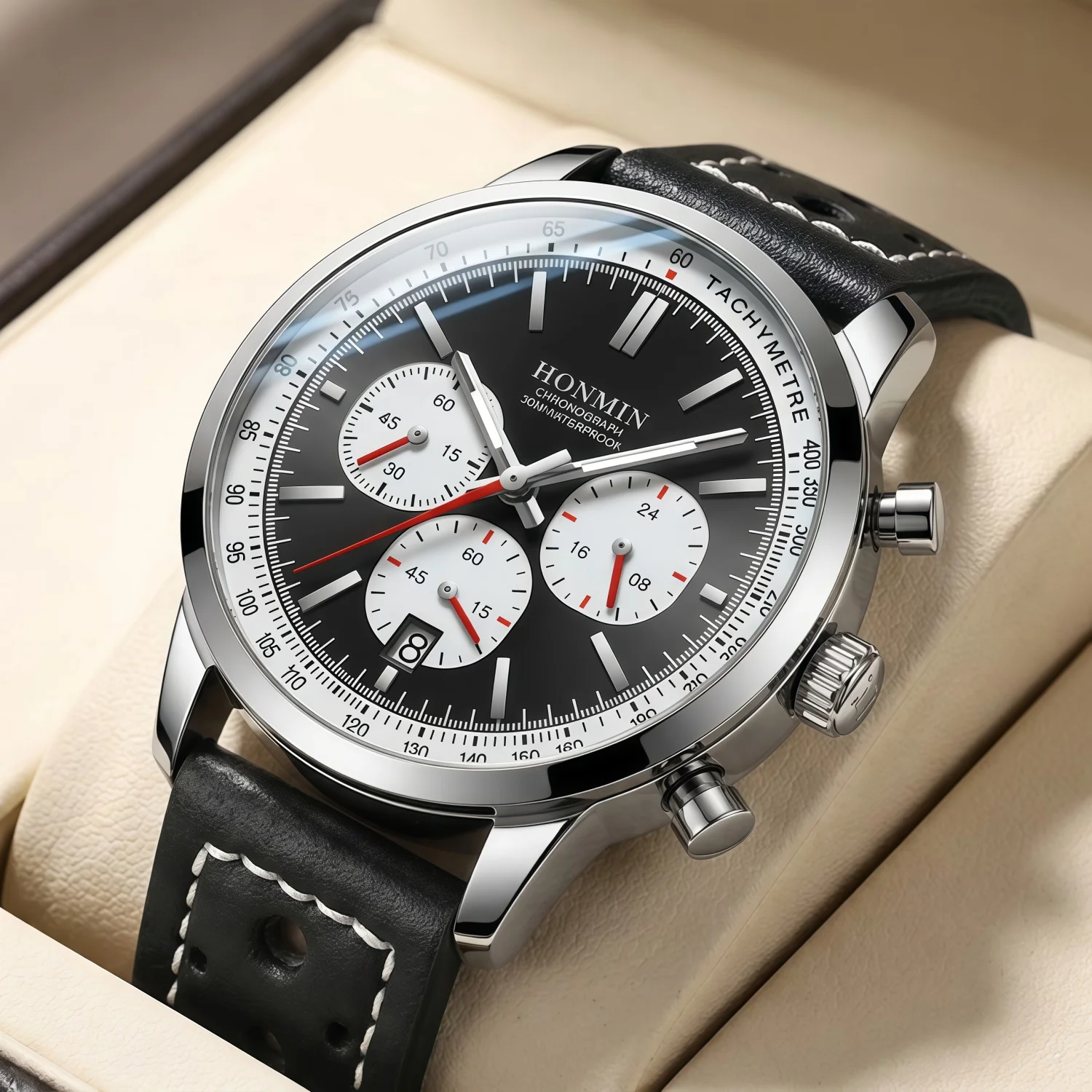 Men's Quartz Watch, Chronograph, Date & Speedometer, Luminous Hands, Ideal for Party & Business Wear, Birthday Gift