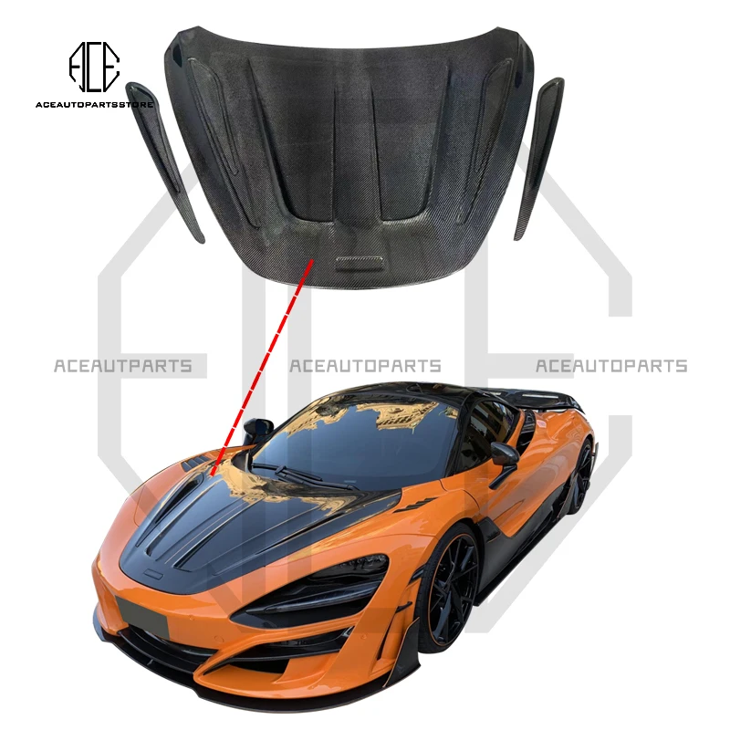 

Fit For 2017-2022 McLaren 720S 765LT Hood Upgrade To Carbon Fiber Front Hood Bonnet Engine Cover Body Kit M Style