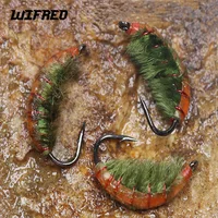 Wifreo 6PCS 10 #   Señuelos de pesca de hundimiento rápido, ninfas checas, Scud, gusanos, moscas, anzuelo de púas para trucha, lubina, Bluegill