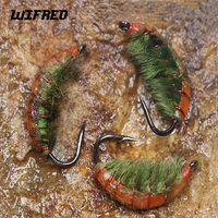 Wifreo 6PCS 10# Fast Sinking Czech Nymphs Scud Bug Worm Flies Barbed Fly Hook For Trout Bass Bluegill Fishing Lures Baits