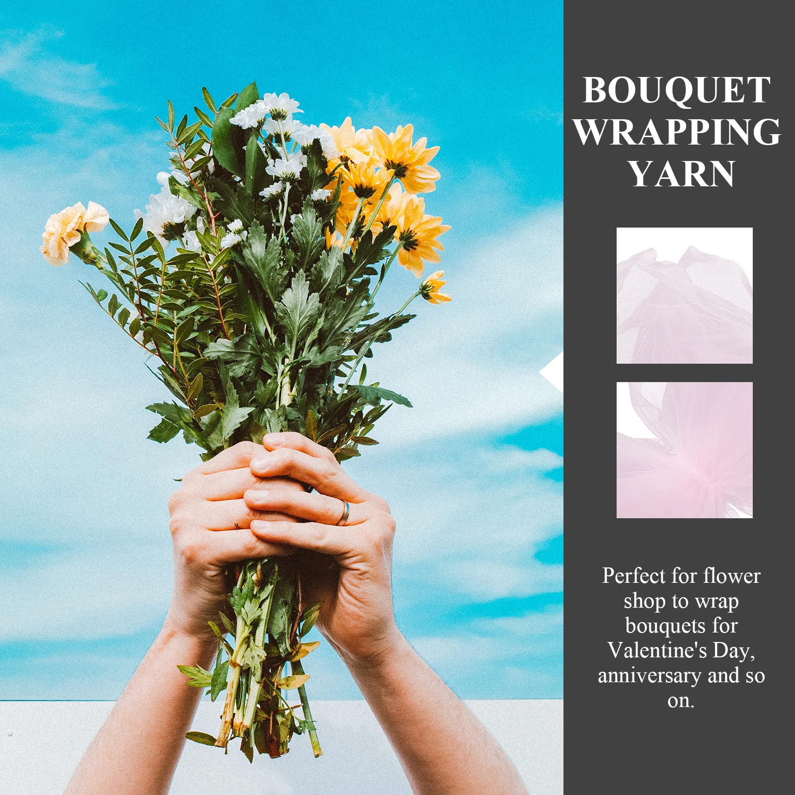 

1Pcs Bouquet Wrapping Yarn Wrinkle Flower Packaging Decorative Floral Wrap Supply for Florists Wrinkle Design Flower Wrapper