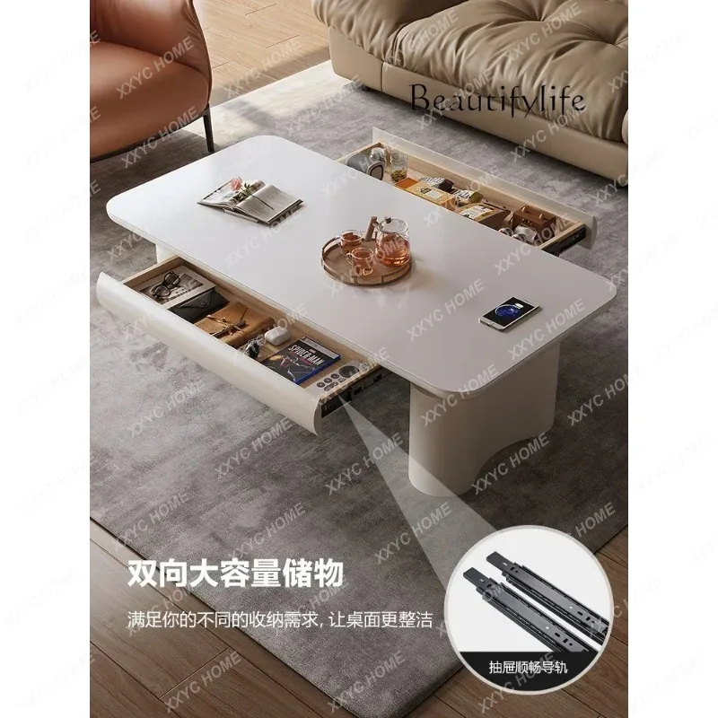 XXWhole House Furniture Lifting Coffee Table Dual-Purpose Stone Plate Multi-Function Electric Intelligent Automatic Tea Table
