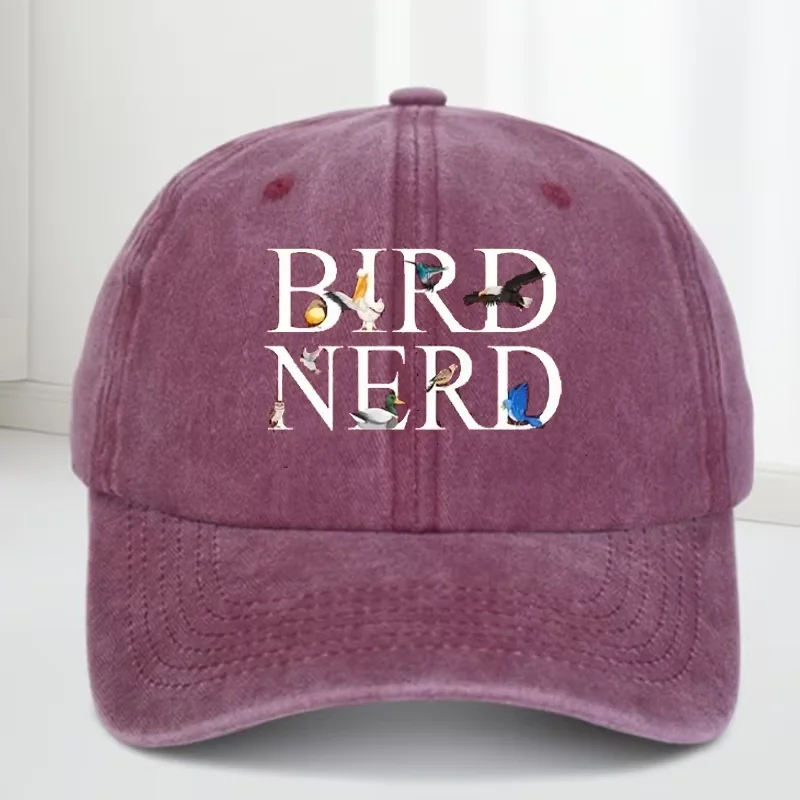 قبعة ريترو مغسولة بالماء مع نص "BIRD NERD" - قبعة بيسبول غير مرنة قابلة للتعديل، يجب اقتناؤها لمحبي الطبيعة #1