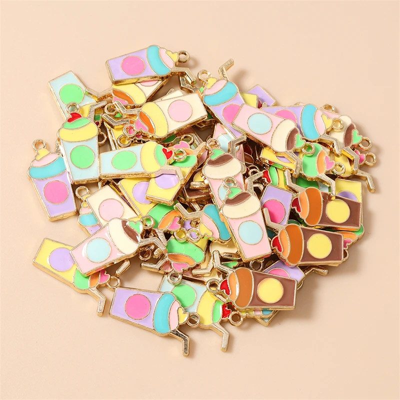 

20pcs 13x21mm Cute Enamel Drink ﻿Charms Pendants for Making Drop Earrings Necklaces Bracelets DIY Crafts Jewelry Accessories